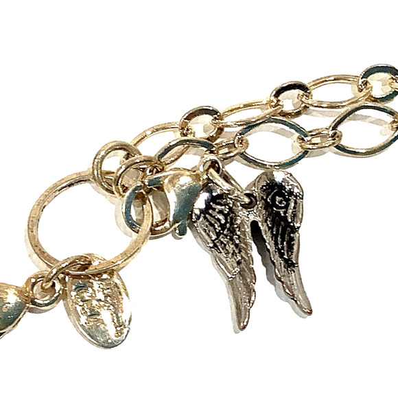 Origami Owl Large Silver Hinged Heart Locket Crystals Sister Charm Gold Chain - Picture 6 of 6